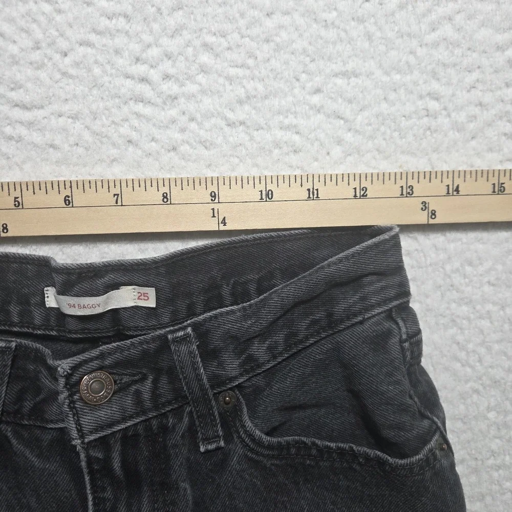 Levi's 94 Baggy Jeans Black Women's Size 25 High Waisted Denim Relaxed Faded - Picture 5 of 9